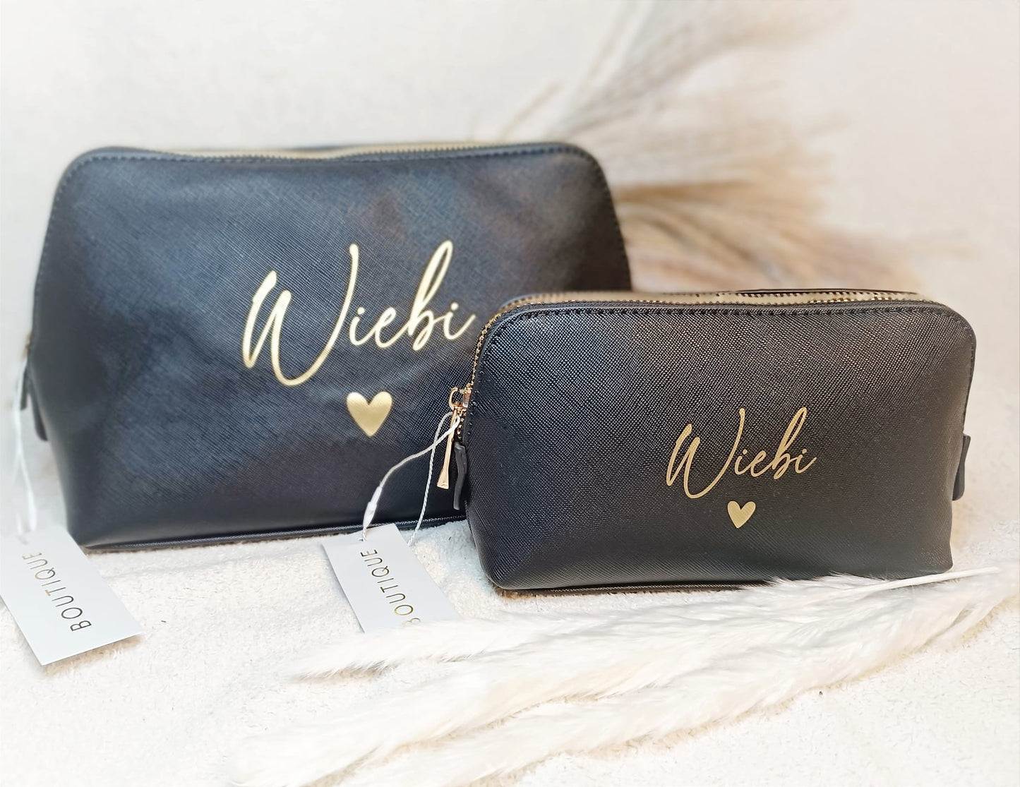 Trousse cosmétique personnalisée avec nom et cœur - cadeaux personnalisés - trousse de toilette