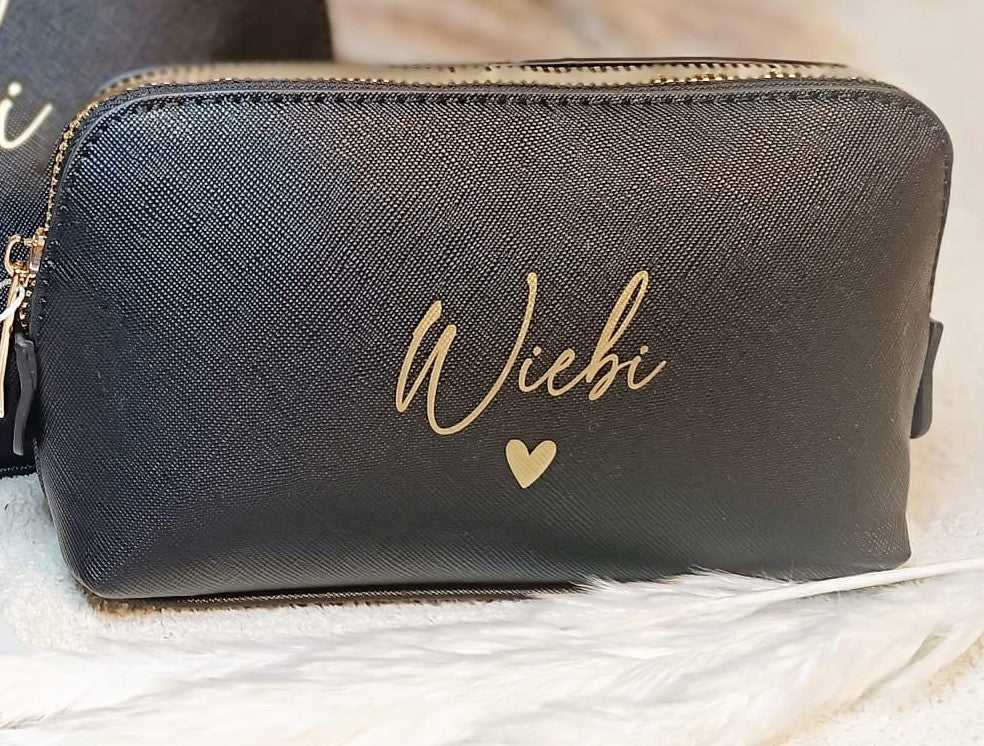 Kosmetiktasche personalisiert mit Name und Herz - personalisierte Geschenke - Kulturtasche