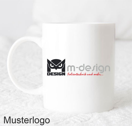 Tasse mit Firmenlogo | Kaffeetasse weiß mit Logo | Firma Logo Kaffeebecher