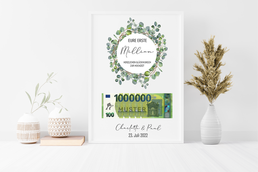 Hochzeitsgeschenk personalisiert Geldgeschenk "Erste Million"