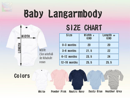 Kurzarm Baby Body personalisiert Size Chart