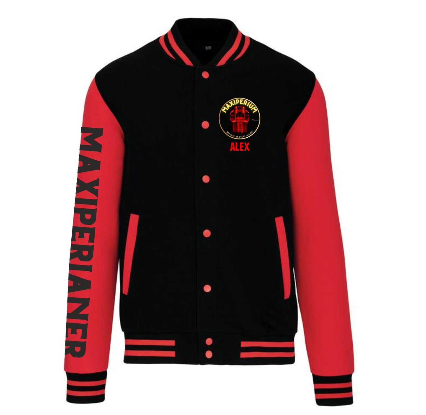 College Jacke Maxiperium Maxiperianer in schwarz rot