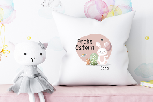 Happy Easter cushion personalized with name | Easter gift pillow | personalized Easter gift with cute Easter bunnies