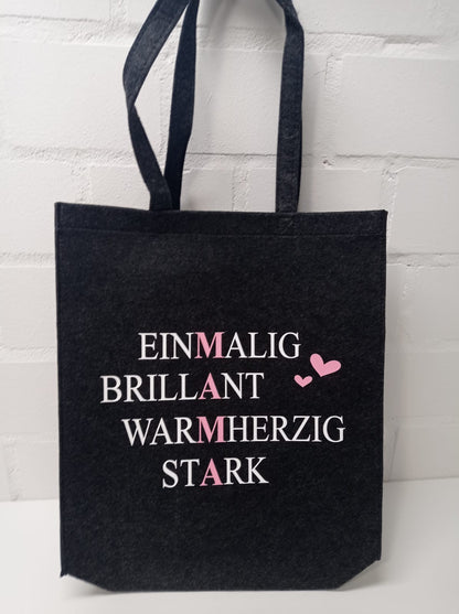 Filztasche Mama - einmalig - brillant- warmherzig -stark