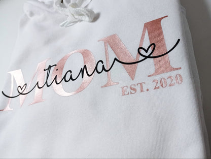 Mama Hoodie personalisiert, Mom Hoodie personalisiert mit Kindernamen und Geburtsjahre