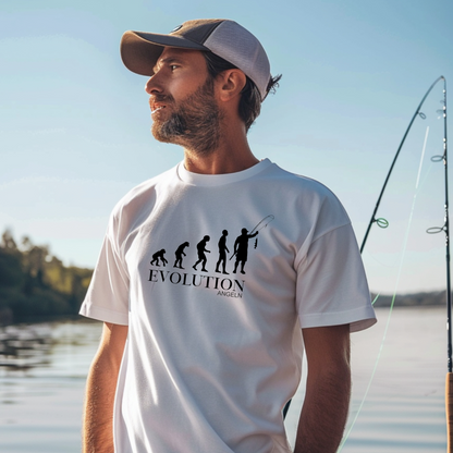 Shirt für Angler, Hobbyangler Shirt, Fischer Shirt, Evolution Angeln, Angeln T-Shirt, Forellen Angeln, Karpfen Angeln