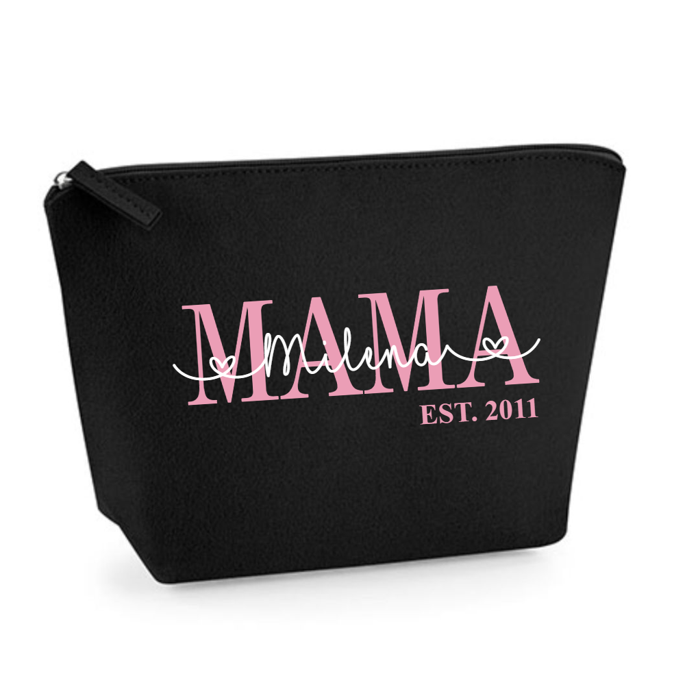 Kulturtasche personalisiert - Mama Kulturbeutel Filz - personalisierte Filztasche Mama - Mom Kulturbeutel mit Kindernamen