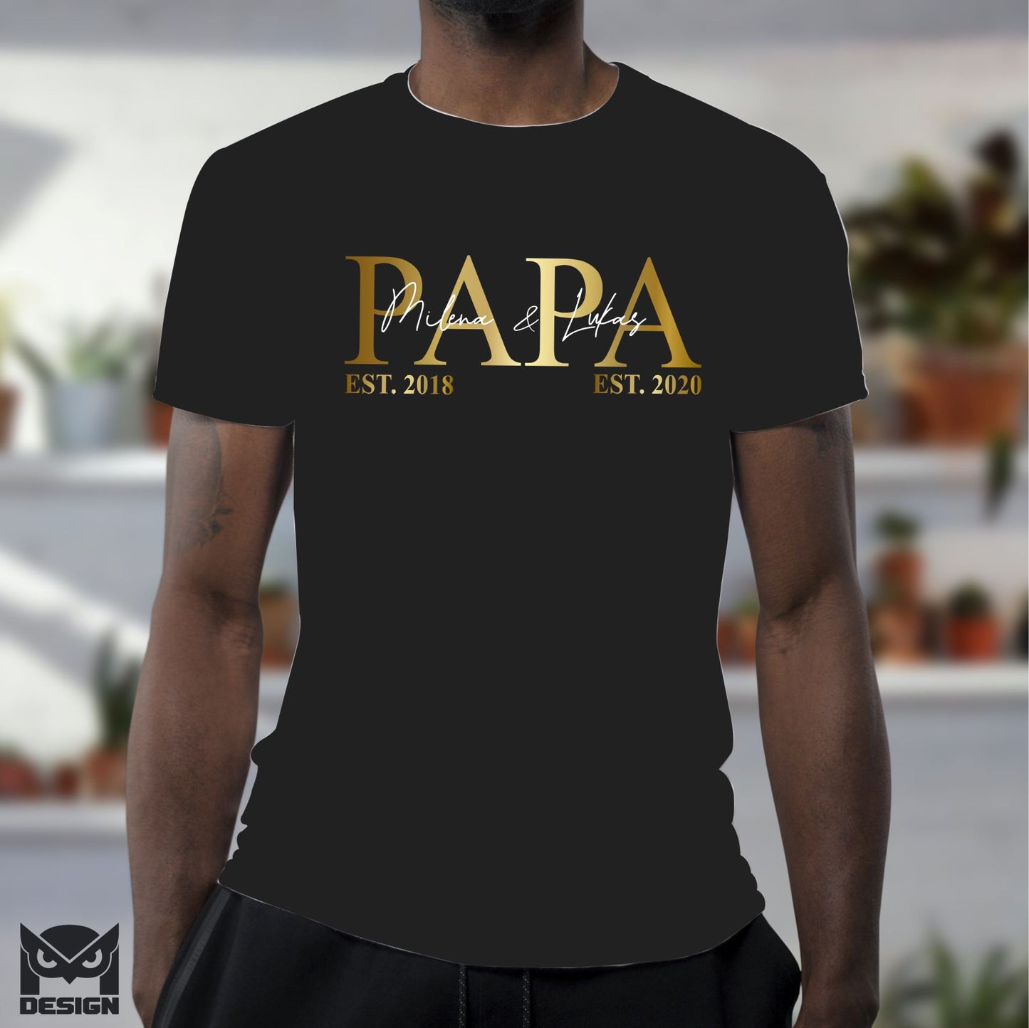 Papa Shirt personalisiert mit Kindernamen und Geburtsjahre | Bio-Shirt Papa-Kind | Vatertag Geschenk | Geschenke zur Geburt | Geschenke für Papas