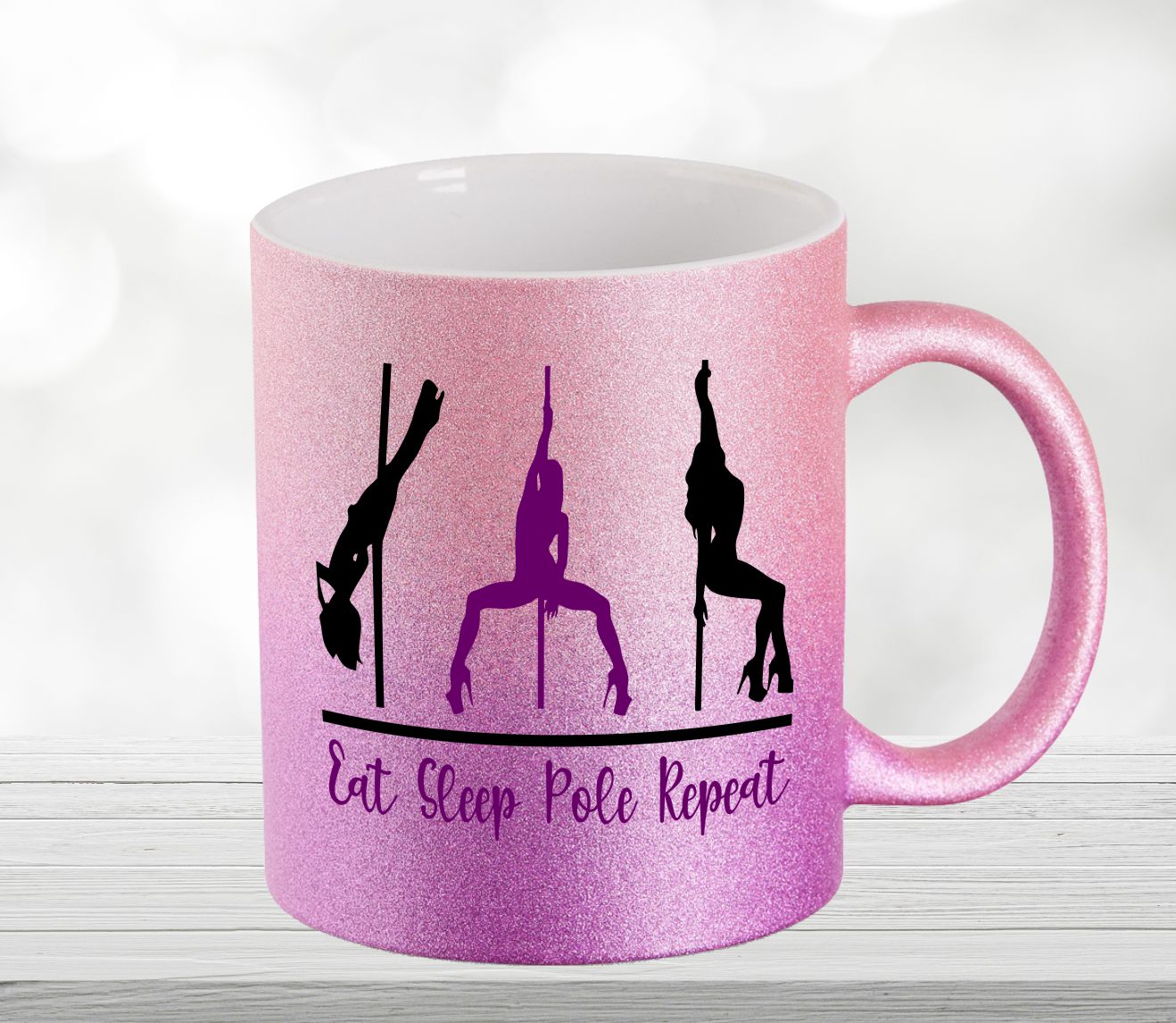 Pole Dance Glitter Mug Eat Sleep Pole Repeat