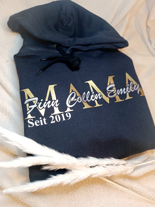 Mama hoodie personalized with children's names and birth years